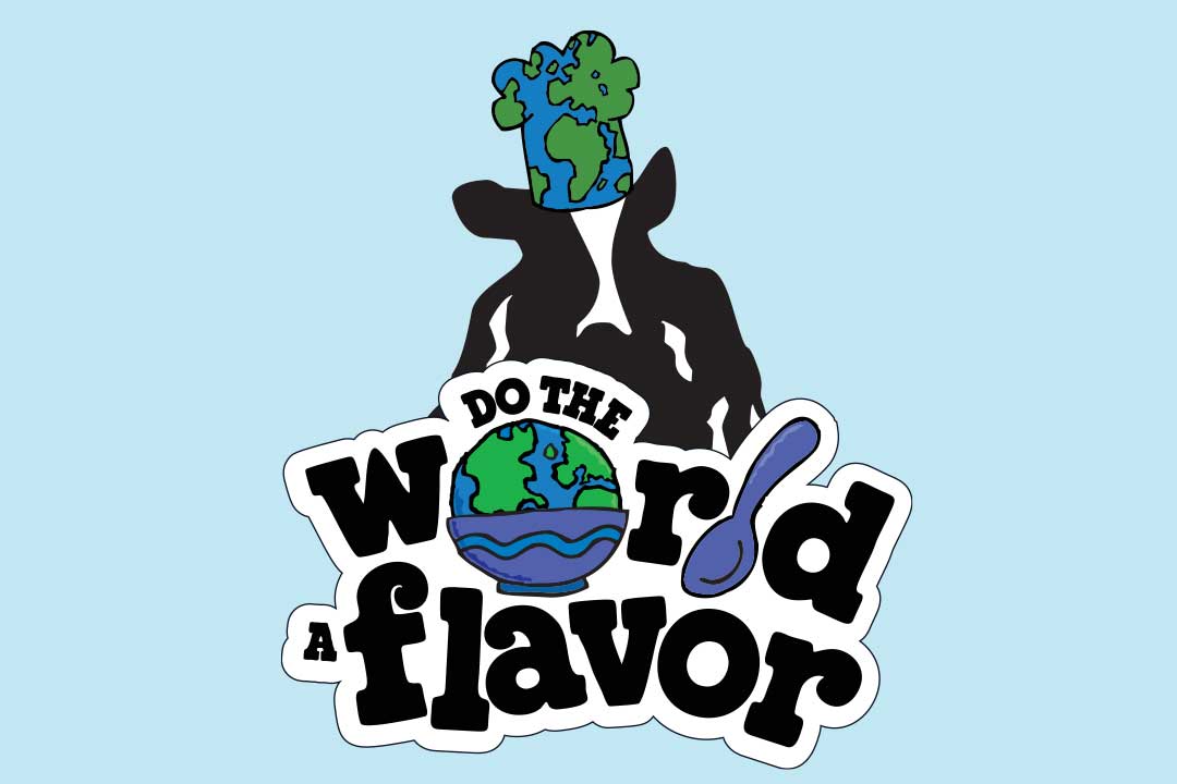 Woodie con un letrero que dice “Do the World flavor”