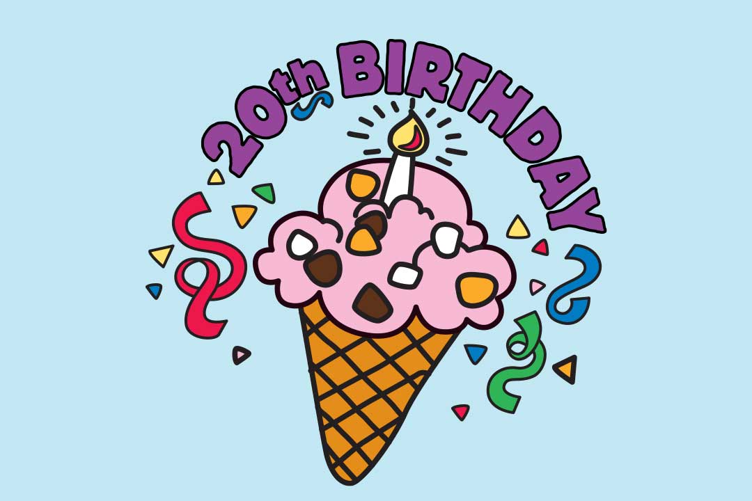 20 cumpleaños con cucurucho de helado