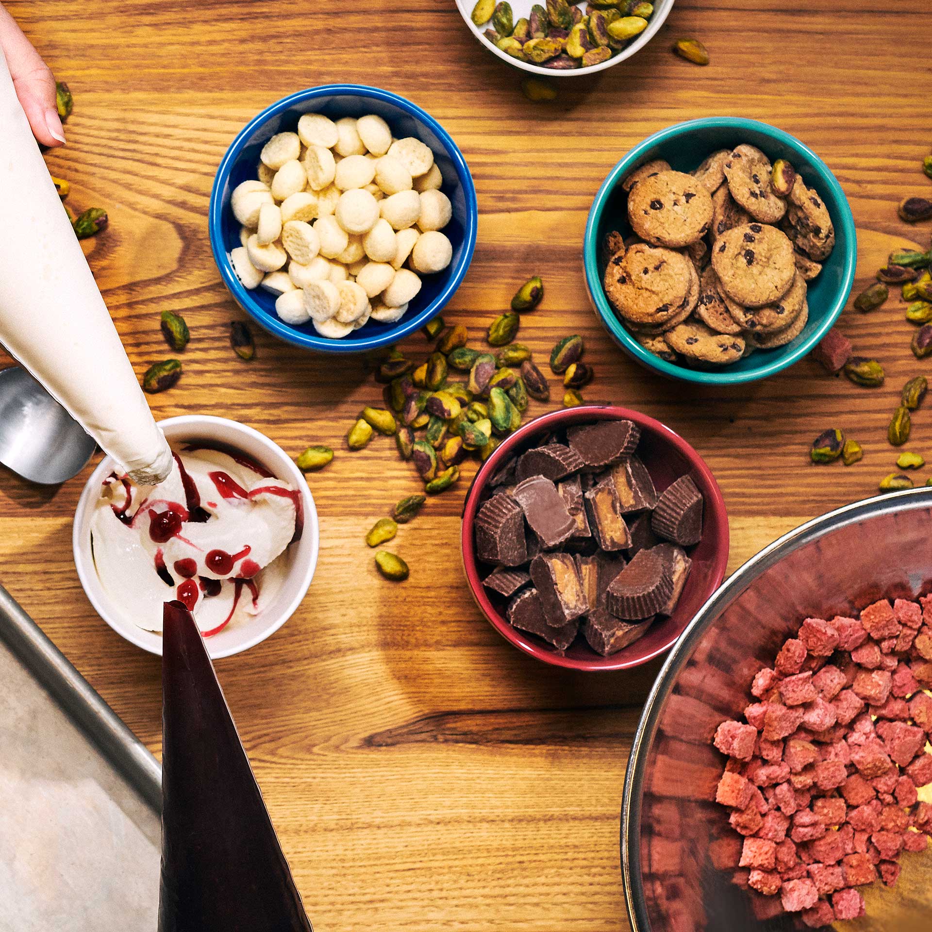Ingredients in bowls on a table