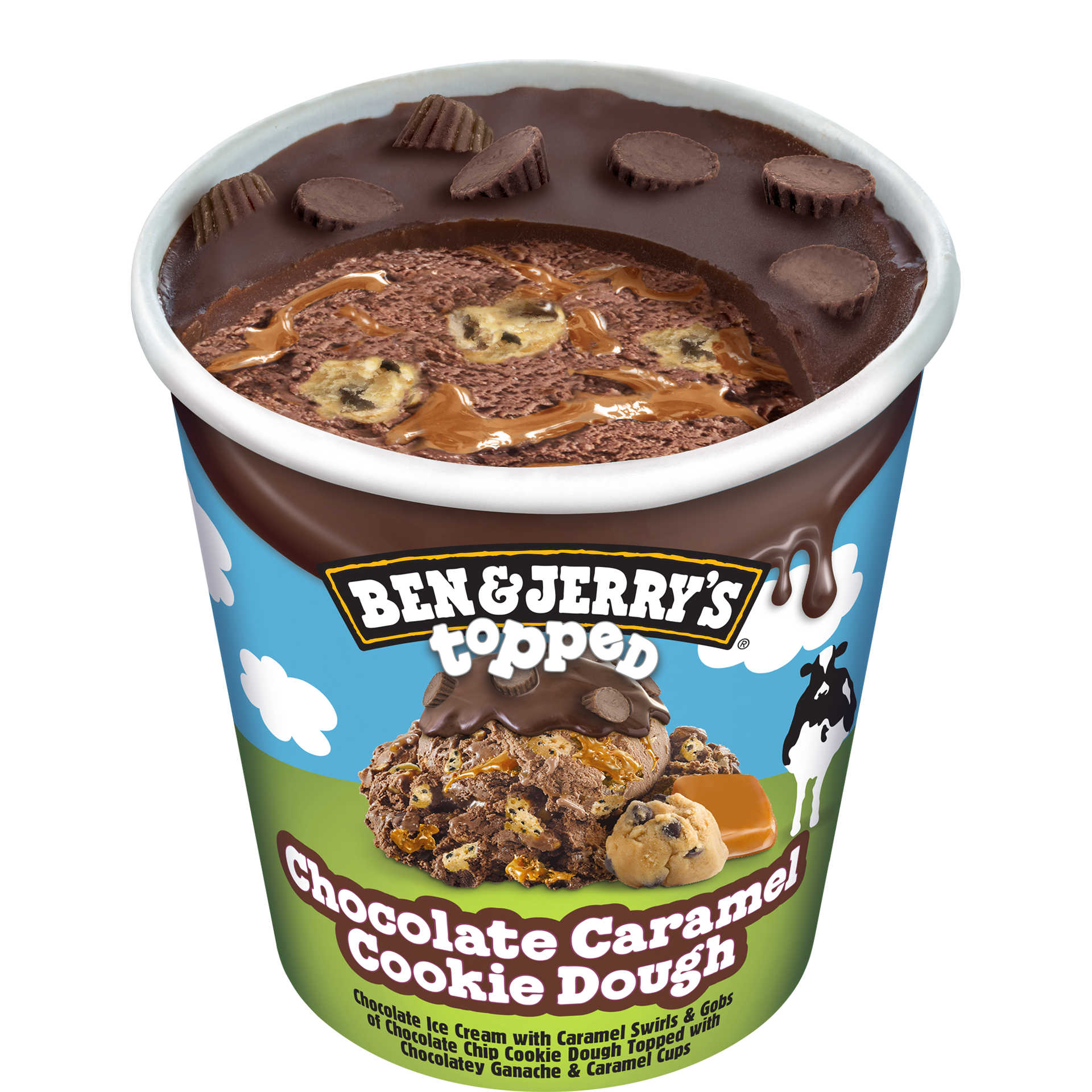 Chocolate Caramel Cookie Dough Topped Pint