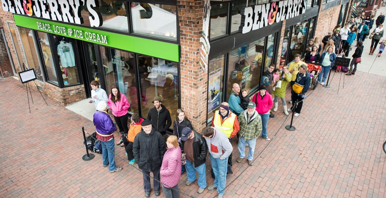 People standing in line for ice cream